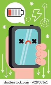 Low Battery No Energy Problem Connection Illustration Vector Sad Not Working Malfunction