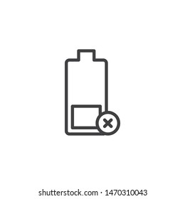 Low battery notification line icon. linear style sign for mobile concept and web design. Battery recharge notice outline vector icon. Symbol, logo illustration. Vector graphics