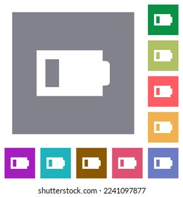 Low battery with one load unit flat icons on simple color square backgrounds