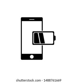Low battery phone colored vector. Mobile phone icon vector in modern flat style for web, graphic and mobile design. Mobile phone icon vector isolated on white background