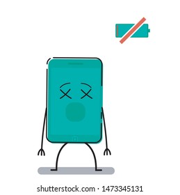low battery phone flat illustration character