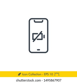 Low Battery Phone Icon / Vector - In Line / Stroke Design