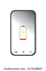 Low battery phone vector.Low battery smartphone illustration