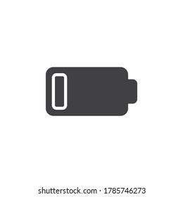 Low battery power vector icon. filled flat sign for mobile concept and web design. Battery charging indicator glyph icon. Symbol, logo illustration. Vector graphics