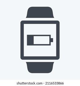 Low Battery Sign Icon in trendy glyph style isolated on soft blue background