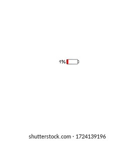  Niedriger Akku. Icon mit niedrigem Akku. Das Telefon muss aufgeladen werden. Vektorgrafik auf weißem Hintergrund. Für Karten, Poster, Aufkleber und professionelles Design. 

