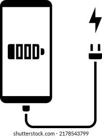 Low battery smartphone in flat design style. Mobile phone battery needs a charge, can be used as icon, app, logo or web and infographic element. Vector illustration.