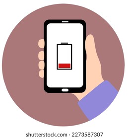icono del logotipo del smartphone de baja batería