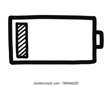 low battery symbol / cartoon vector and illustration, black and white, hand drawn, sketch style, isolated on white background.