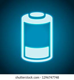 Low battery, technology icon. Neon style. Light decoration icon. Bright electric symbol