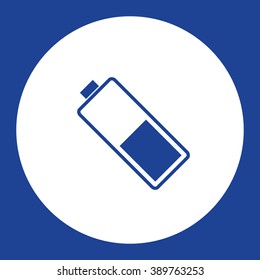Low battery. Vector icon blue and white
