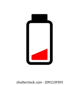 ilustración de icono de vector de batería baja en fondo blanco