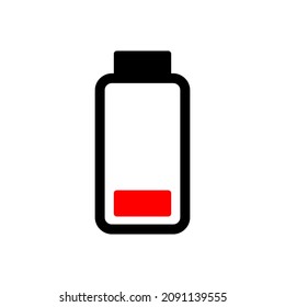 ilustración de icono de vector de batería baja en fondo blanco