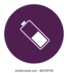 Low battery. Vector icon purple
