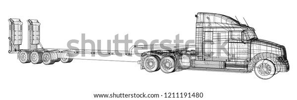 Low Bed Truck Trailer Abstract Drawing Stock Vector (Royalty Free