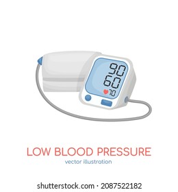 Low Blood Pressure. Cartoon Pictogram, Symbol In A Trendy Style. Healthcare, Anatomy, Medicine Icon. Differential Pressure Measuring Equipment. Editable Vector Illustration On White Background