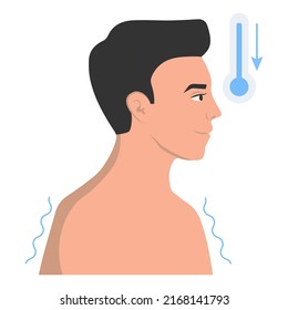 Low Body Temperature, Chills As A Symptom Of A Virus, Flu, Colds. Vector Illustration.