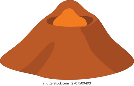 Um vulcão em forma de escudo largo baixo com uma piscina central brilhante.