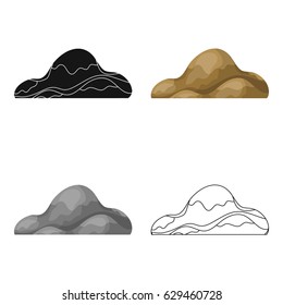 Low brown sand mountain.Different mountains single icon in cartoon style vector symbol stock illustration.