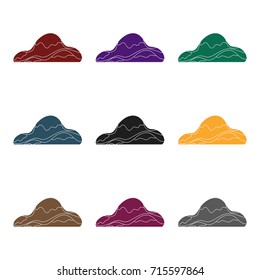 Low brown sand mountain.Different mountains single icon in black style vector symbol stock illustration.