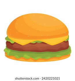 Low burger icon cartoon vector. Bun slice smash. Double cheese