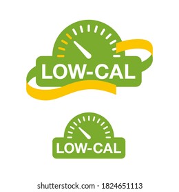 Low Cal icon - combination of measuring tape and weight scales - pictogram for dietary low-cal food products - isolated vector emblem svg