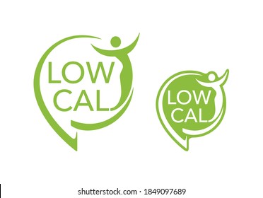 Low Cal stamp - combination of pin mark and abstract woman silhouette - pictogram for dietary low-cal food products - isolated vector emblem svg