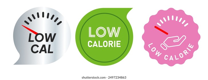 Low calorie dietary food low cal product badge label seal stamp