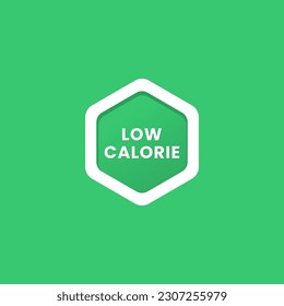 Low calorie label or Low calorie icon vector isolated in flat style. Low calorie label, burst, seal or sticker flat vector icon. For fat free product labels. Low calorie label for product packaging.