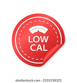 Low calorie label or red sticker on white background. Vector illustration svg