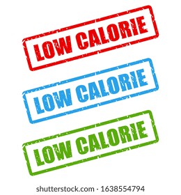 Low calorie vector stamps set isolated on white background