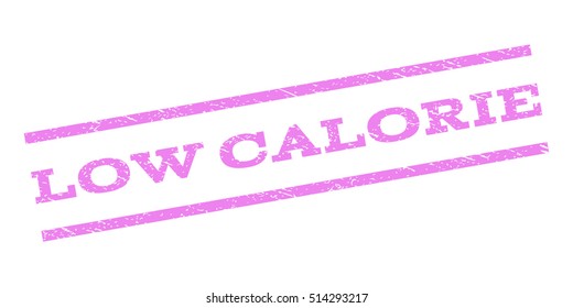 Low Calorie watermark stamp. Text caption between parallel lines with grunge design style. Rubber seal stamp with dust texture. Vector violet color ink imprint on a white background.