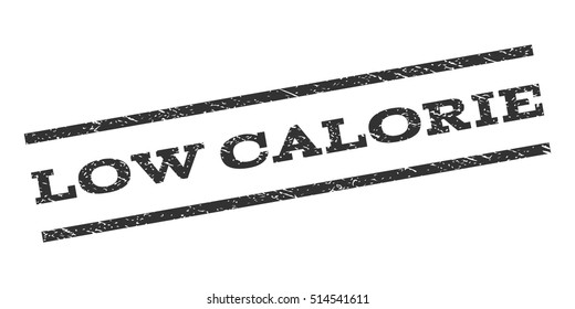 Low Calorie watermark stamp. Text caption between parallel lines with grunge design style. Rubber seal stamp with dust texture. Vector gray color ink imprint on a white background.