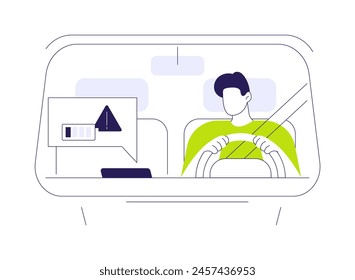Low car battery abstract concept vector illustration. Low car charge alert, ecology environment, sustainable urban transportation, electric automobile, hybrid vehicle abstract metaphor.
