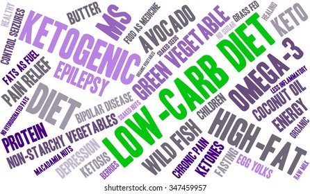 Low Carb Diet word cloud on a white background. 
