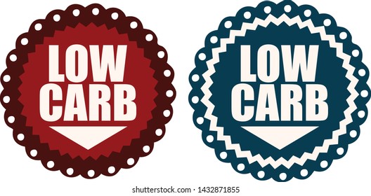 Low Carb Red and Blue Round Ornament Sticker Signs. 