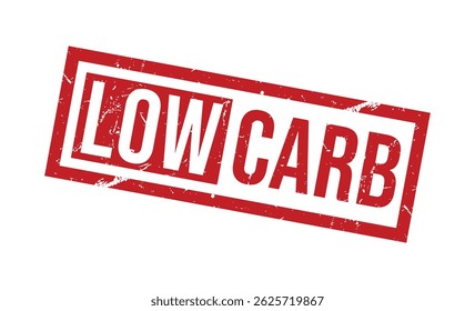 Carimbo de borracha vermelho LOW CARB no fundo branco. Sinal de carimbo LOW CARB. Carimbo de BAIXO CARBOIDRATO.