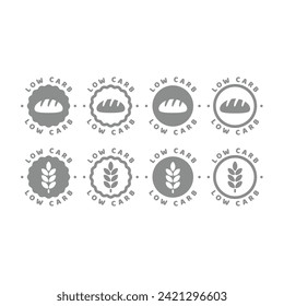 Low carb vector label set. Nutrition and diet stamps.