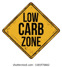 Low carb zone vintage rusty metal sign on a white background, vector illustration