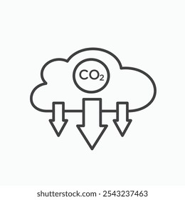 Icono de dióxido de carbono bajo en negro delineado y sólido.