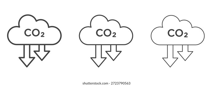 Low carbon dioxide icon in line art doodle style. Editable stroke outline sign, eps 10