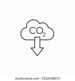 Low carbon dioxide icon set in blackthin line style.