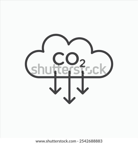 Low carbon dioxide icon in thin black lines