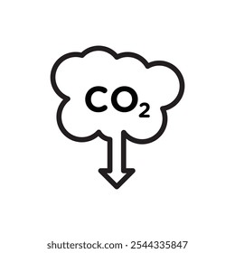 Ilustración de línea delgada plana de Vector de icono de dióxido de carbono bajo