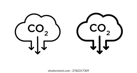 Low carbon dioxide icon vector template set in black