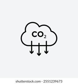 Low carbon dioxide thin liner icon isolated.