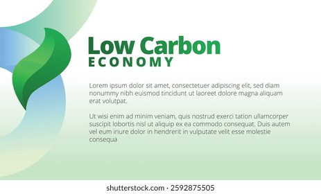 Low Carbon Economy concept. presentation templates corporate business annual report layout. abstract green leafs with line gradient clean look vector template 
