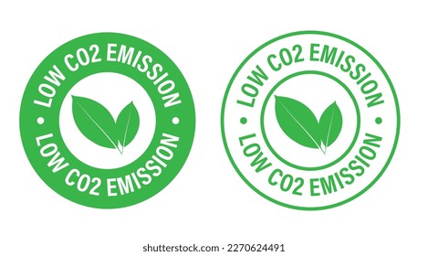 low carbon emission abstract. low co2 emission vector icon with leaf, green in color