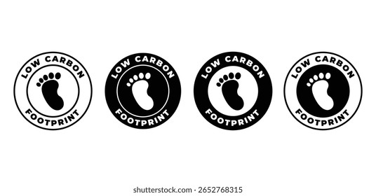 Conjunto de ilustração de vetor de design circular preto e branco com baixo teor de carbono