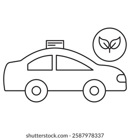 Low Carbon icon, Eco-Friendly Taxi Service, Sustainable Urban Mobility, Green Ride Low Carbon Taxi, vetor